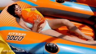 Ama Rio: 24 Inch Vintage Beach Ball Tease - Brunette Beauty Inflates Beach Ball Inflatables By Mouth - MP4 720 hd