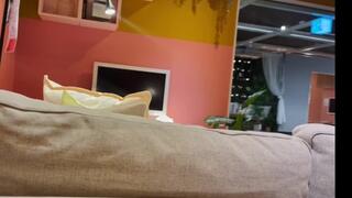 Using the furniture shop for our dirty play - public as hell