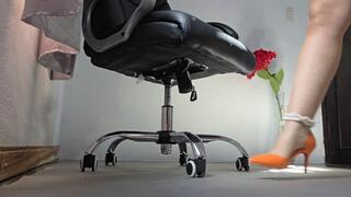 Princess Nicolle sexy heel popping on beautiful orange open arch pump heels