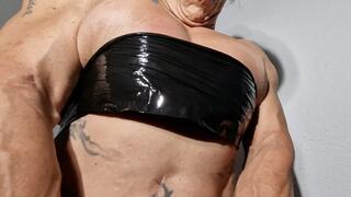 NEW Part 2 fbb plastic film stripping huge massive back traps pecs big boobs hammer test muscles abds 6 pack traps big clit solo horny testo !
