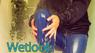 Soaking wet in tight blue jeans and lazy black sweater (Wetlook Artwork without Audio)