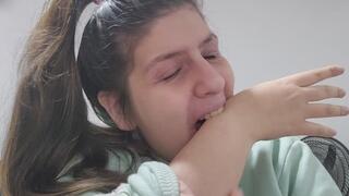 Self-Kiss Fetish, Lip Biting and Kissing My Own Hand, Passionate Solo Makeout Fantasy With Arm and Finger Nibbles