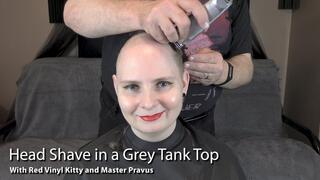 Head Shave in a Grey Tank Top