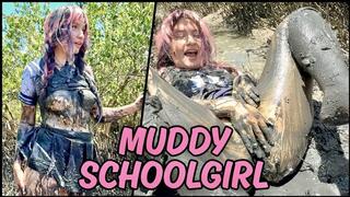 MUD STUCK SCHOOLGIRL Trashed in Cosplay and Heels