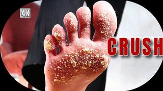 Cookie Food Crush & Spit in Glass – Crumbs, Saliva & Bare Foot in 4K