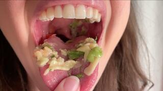 Chewing Smoked Salmon Salad