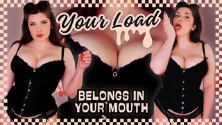 Your Load Belongs in Your Mouth – MissHannelore delivers strict CEI instructions with vintage glamour Using humiliation, edging, and erotic conditioning to train you into a devoted cum-eater with no choice but to obey