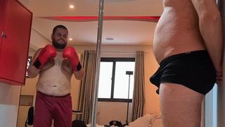 Motel Room Submission: Bear Boxer Punishes Jobber with Intense Gutpunching