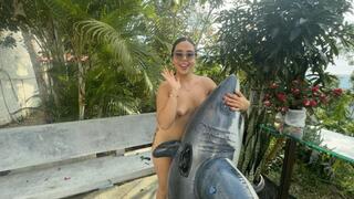 "Playing and riding my favorite inflatable… are you in?"