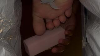 POV from Her Bathroom Trash – Makeup & Foot Filing Above You