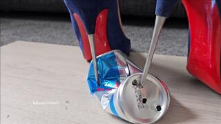 Crushing and Piercing Cans and Bottles Under my Sharpened Modified Louboutin So Kates
