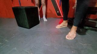 A specially smashed brownie with slippers