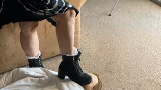 Greek Goddess Black Boot Face Trample