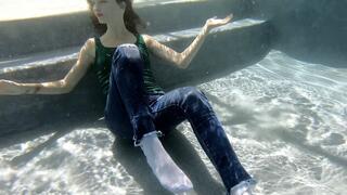 (1080p) Underwater Wetlook in Jeans, Sneakers & Sweater – Full Soak + Tank Top Reveal (1080p Version – Lower File Size)
