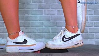 Goddess Amber & Miss Lucy - Busting Your Face, Cock & Balls Under Our Dirty Nike Trainers - 194 Feet Cam x 2 - Trample CBT Trampling Crushing Face Crush Standing Shoe Foot Feet Gagging Worship