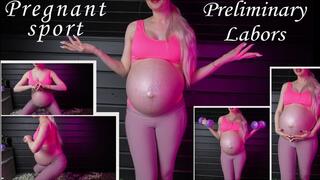 Pregnant sport coach and labors on the last weeks