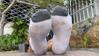 Balbina Big and Stinky feet taking her worn socks off for your delight