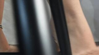 Princess Nicolle Sexy Heel Popping and foot soles show on fluffy Mule Heels