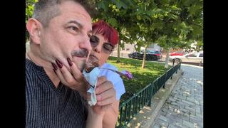 Mistress Andreea and Faith - food and feet humiliation outdoor