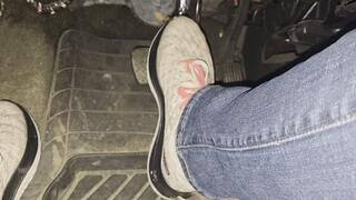 Driving in cute underarmour sneakers