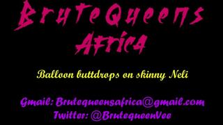 Balloon buttdrop duo on a Neli's face