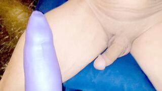 Her huge cock Calibur slithers deep into his man pussy