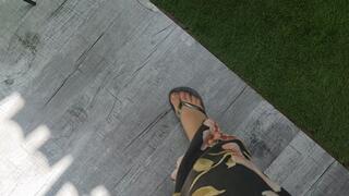 Princess Nicolle walking and dangling on sexy flip flops