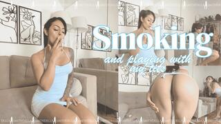 Smoking and playing with my tits