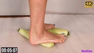 Barefoot Zucchini Crushing - 4K MP4