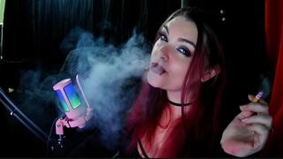 Candid smoking while working