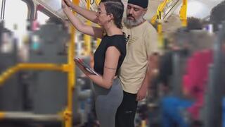 Slutty Student Gets Cumshot in Public on the Bus