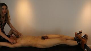 Nina demonstrates what a good tickle experience is like with your Lee from how to oil, what tools to use, edging and how to brutally tickle your Lee