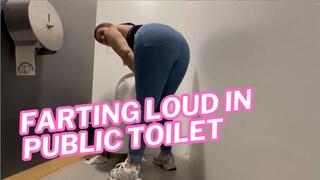 Farting loud in public toilet