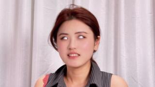 Bitch with white contact lenses explores her world with white stockings feet