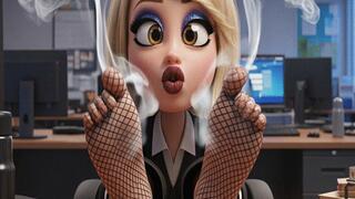 SMELLY FISHNET OFFICE WORKER