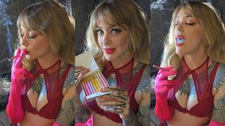 Sobranie Slow-Mo in Pink Satin Gloves