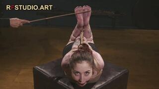 Bora - Tight Hogtie, BallGag and Bastinado for Her Meaty Soles (FULL HD MP4)