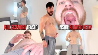 Full size vore - teased inside bloated belly