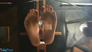 Chris Dirty Feet On A Glass Table HD