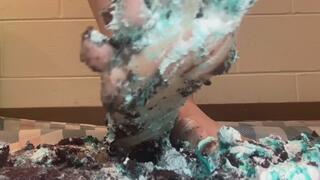 MILF Destroys Chocolate Cake With Her Bare Feet