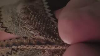 mini skirt and poncho strip tease, showing my natural big tits