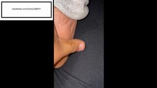 Delicious itching feet watching tv in green black socks