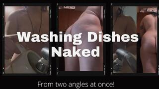 Nudist House Wife Washes Dishes