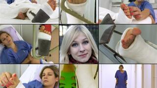 Beatrice Term SLWC with Heel Bar Checking out Her Casted Toes in Hospital with Crutching (in HD 1920 X 1080)