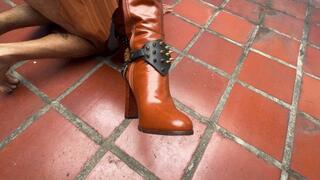 YFYE Harsh Bullwhipping for my Pleasure in Long Leather Skirt by Kalinda