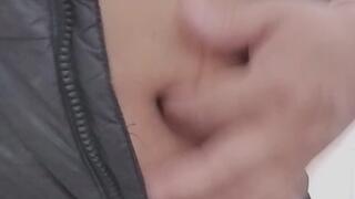 Public restroom playing with my belly n navel