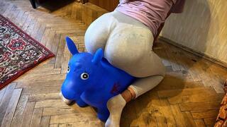 Nastya humping air donkey and jumping and trampling + domination and foot fetish