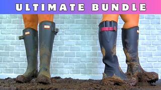 Goddess Amber & Miss Lucy - MudFest 1: Crushing The Cum From Your Cock & Balls Under Our Muddy Hunter Boots - 197 Ultimate Bundle - Face Trample Trampling CBT Ballbusting Standing Busting Shoejob Bootjob Cumshot