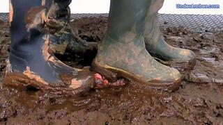 Goddess Amber & Miss Lucy - MudFest 1: Crushing The Cum From Your Cock & Balls Under Our Muddy Hunter Boots - 197 Feet Cam - Face Trample Trampling CBT Ballbusting Standing Busting Shoejob Bootjob Cumshot