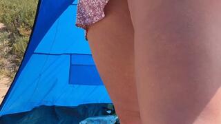 Flashing My Bare Pussy Outdoors in a Wrap Dress — No Panties